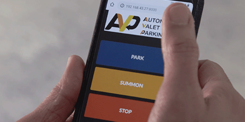 AVP App Screen, park, summon and stop self car driving